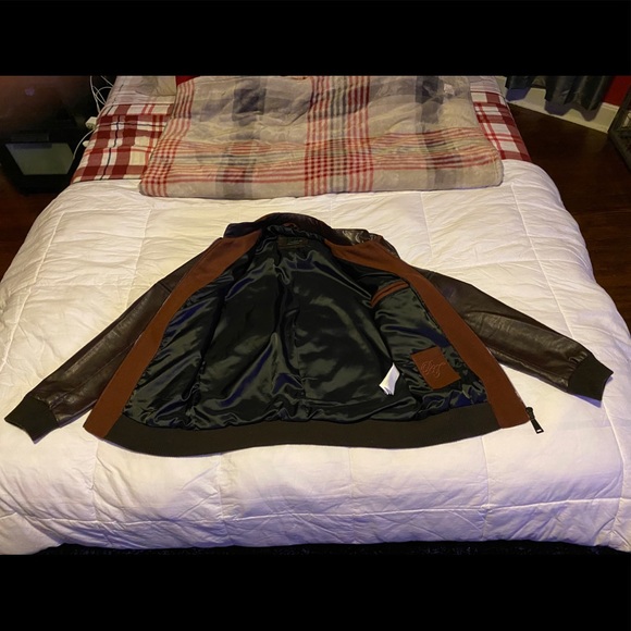 Zara Men’s Large Brown Faux Leather Jacket - Picture 4 of 5